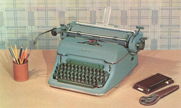 Manual Typewriter on Desk Postcard