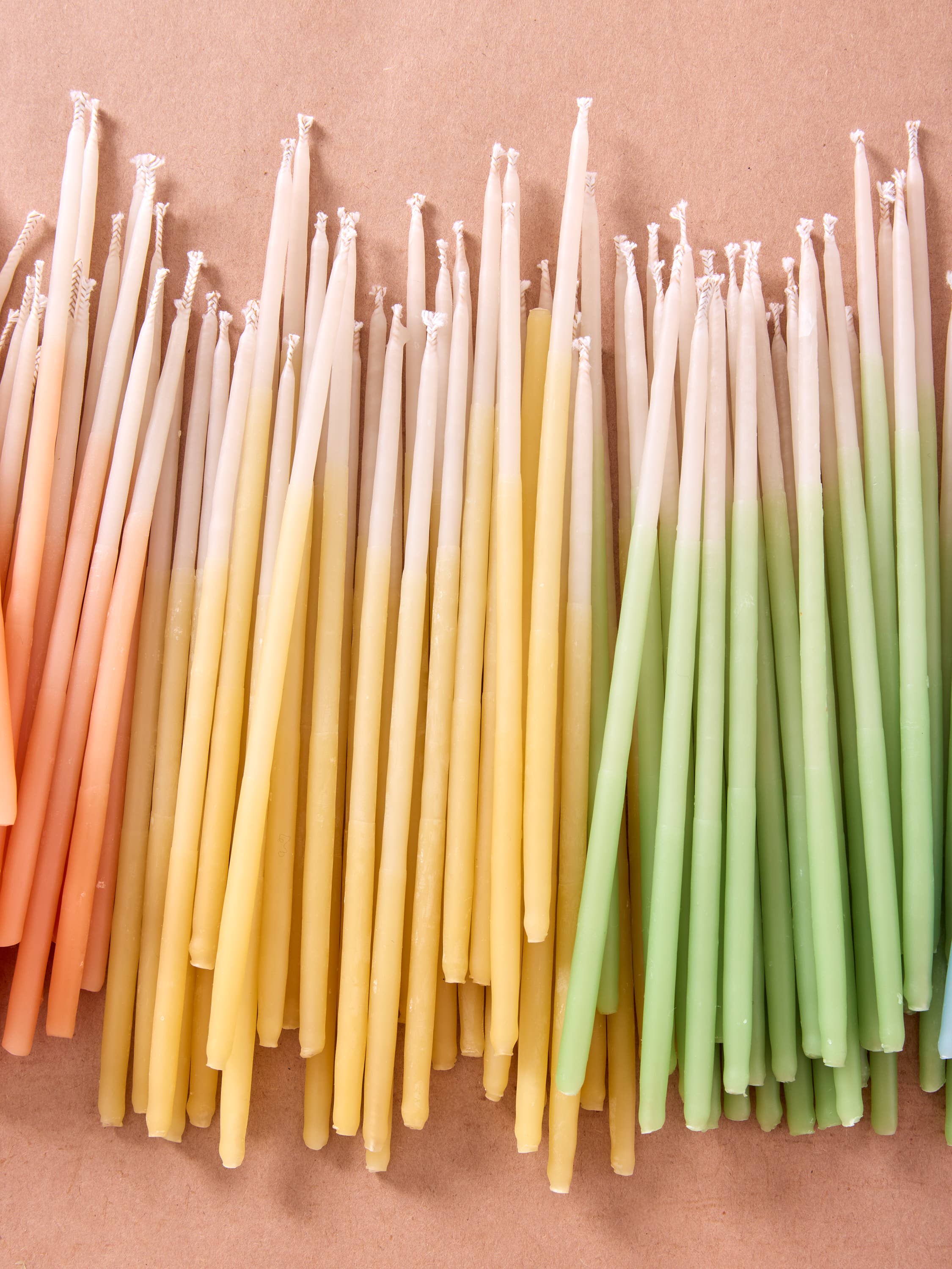 Hand-dipped Beeswax Birthday Candles | Tall Rainbow Ombré