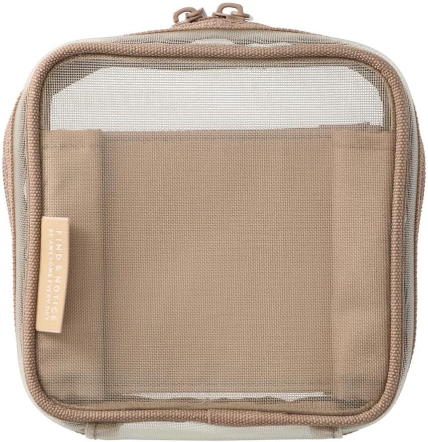 Mesh Square Pouch with Dividers / Beige