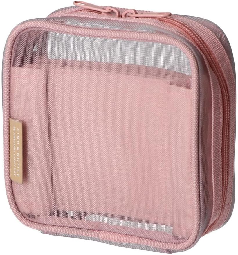 Mesh Square Pouch with Dividers / Pink