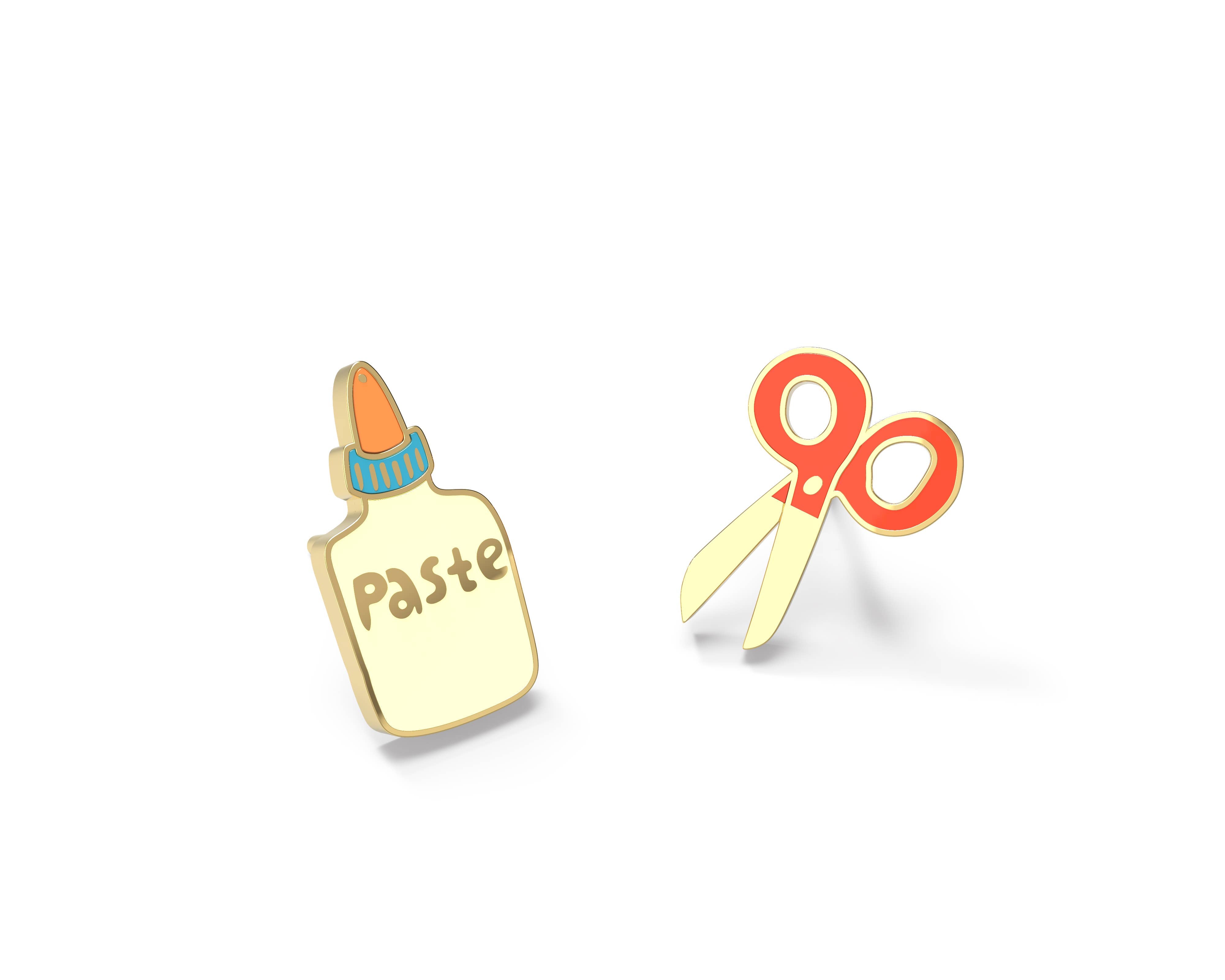 Paste and Scissors Earrings / 22k gold