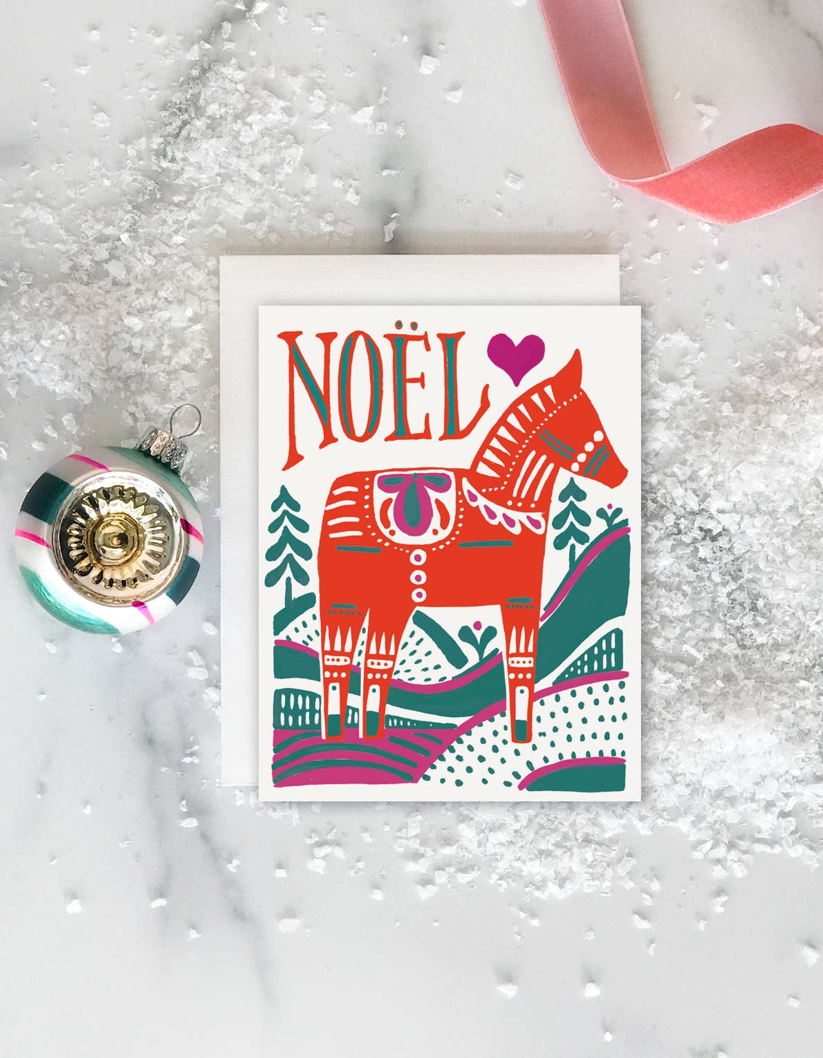 Scandinavian Dala Holiday Greeting Card