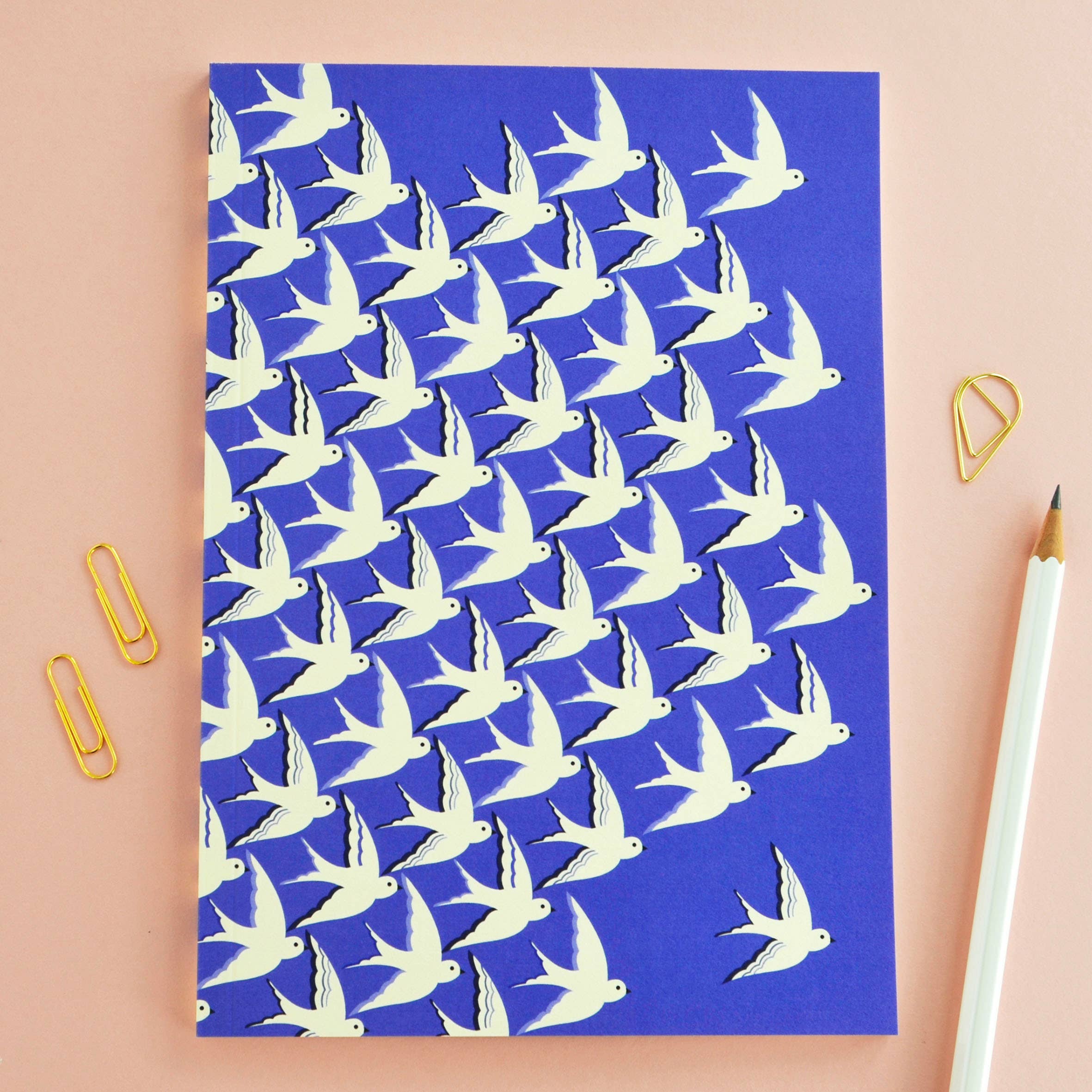 Blue Birds In Flight Perfect Bound Notebook