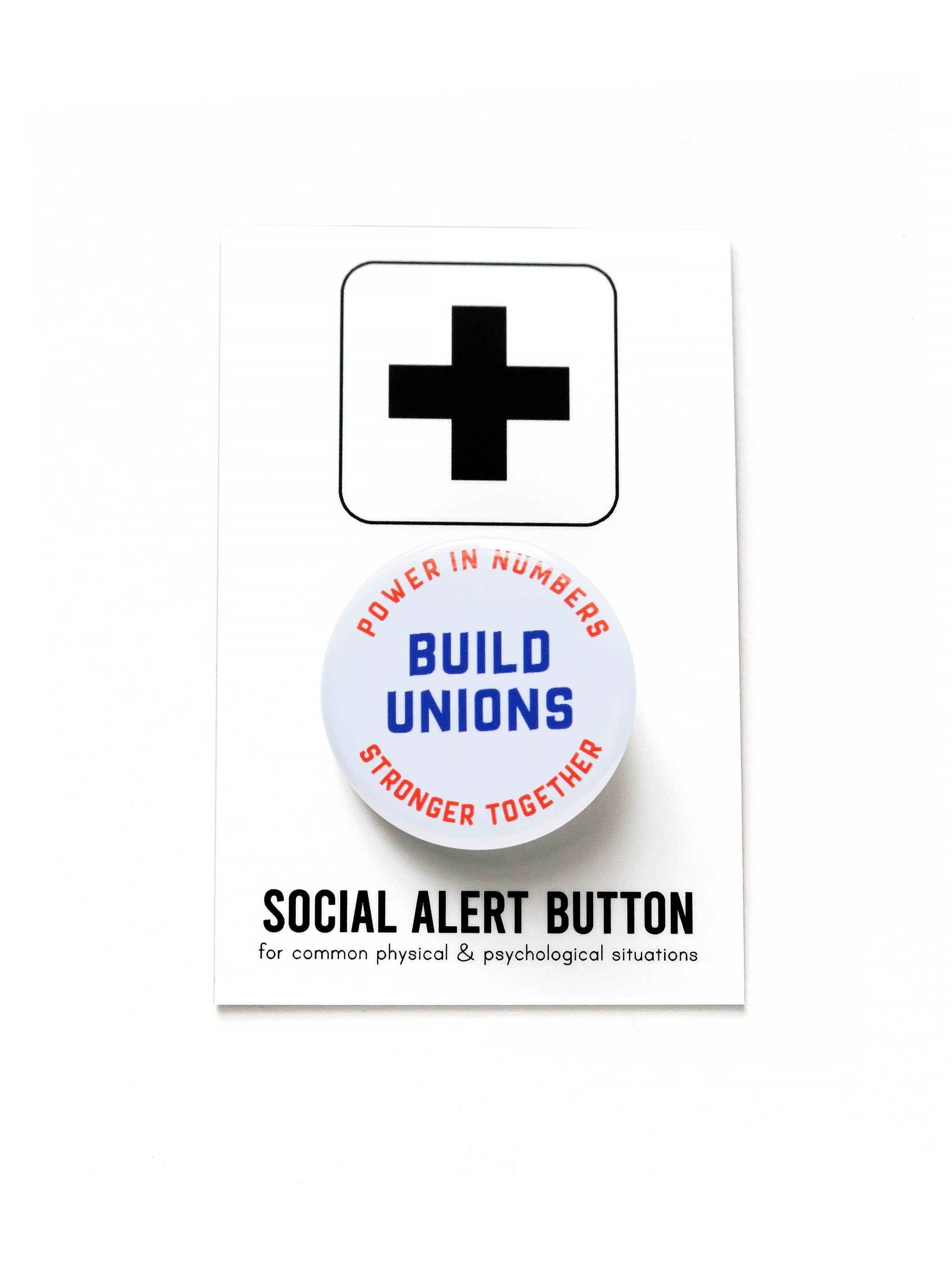 BUILD UNIONS Pinback Buttons social justice labor gift