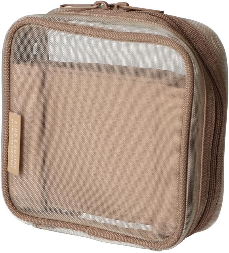 Mesh Square Pouch with Dividers / Beige