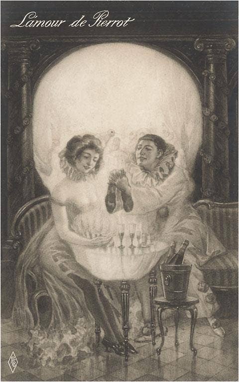 Postcard LS-191 L'Amour de Pierot, Skull