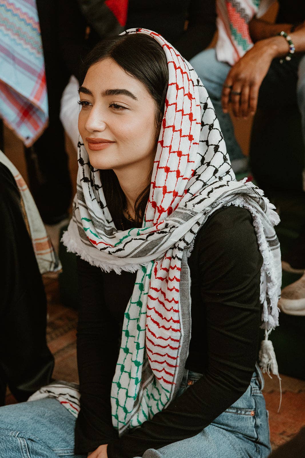 Red, Green and Black Kuffiyeh with Tassels