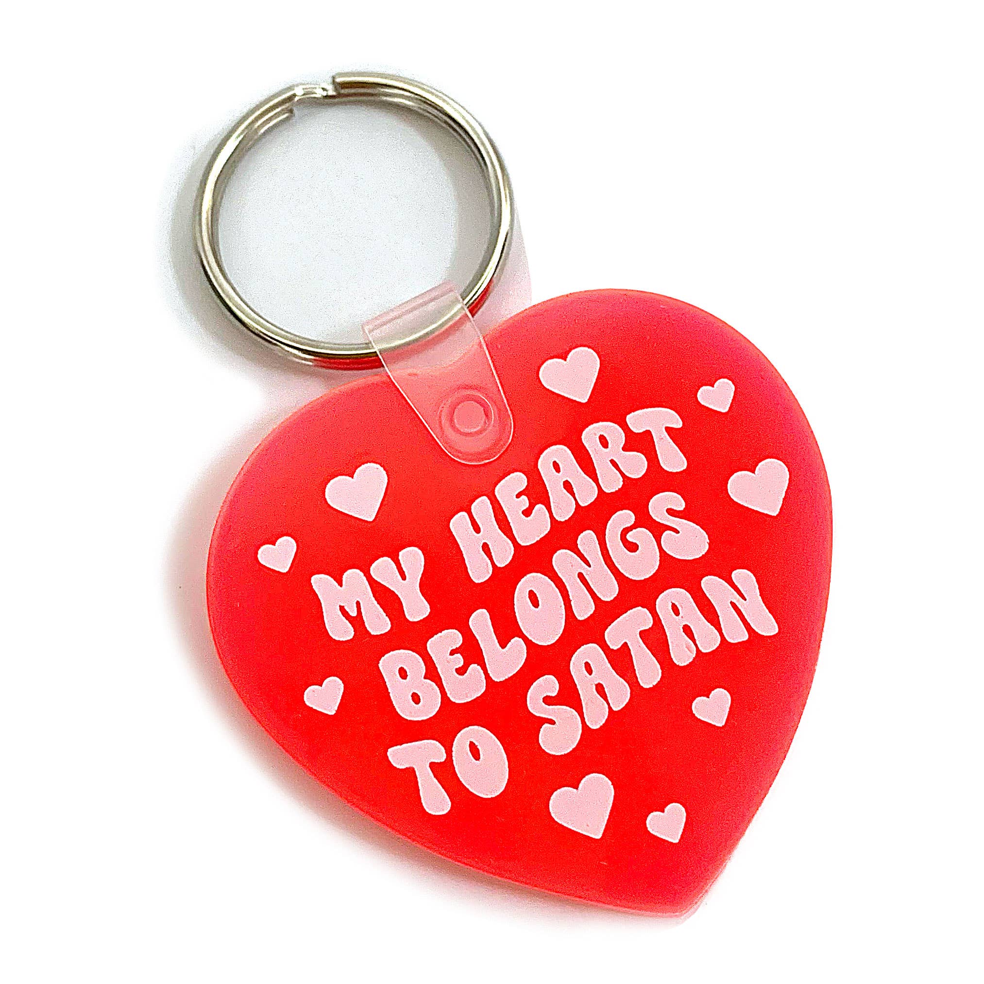 My Heart Belongs To Satan Heart Shaped Vinyl Keychain