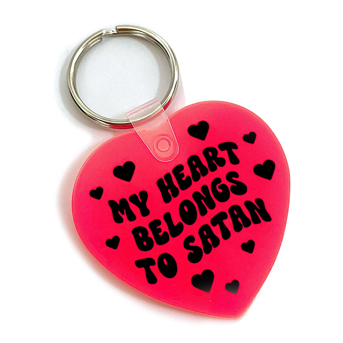 My Heart Belongs To Satan Heart Shaped Vinyl Keychain