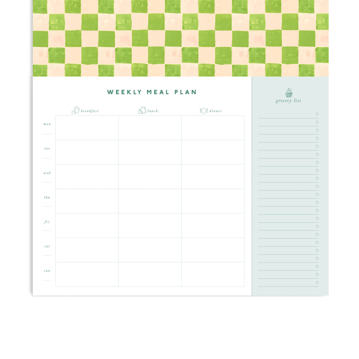 Weekly Meal Planner & Grocery List / Undated / Tablecloth