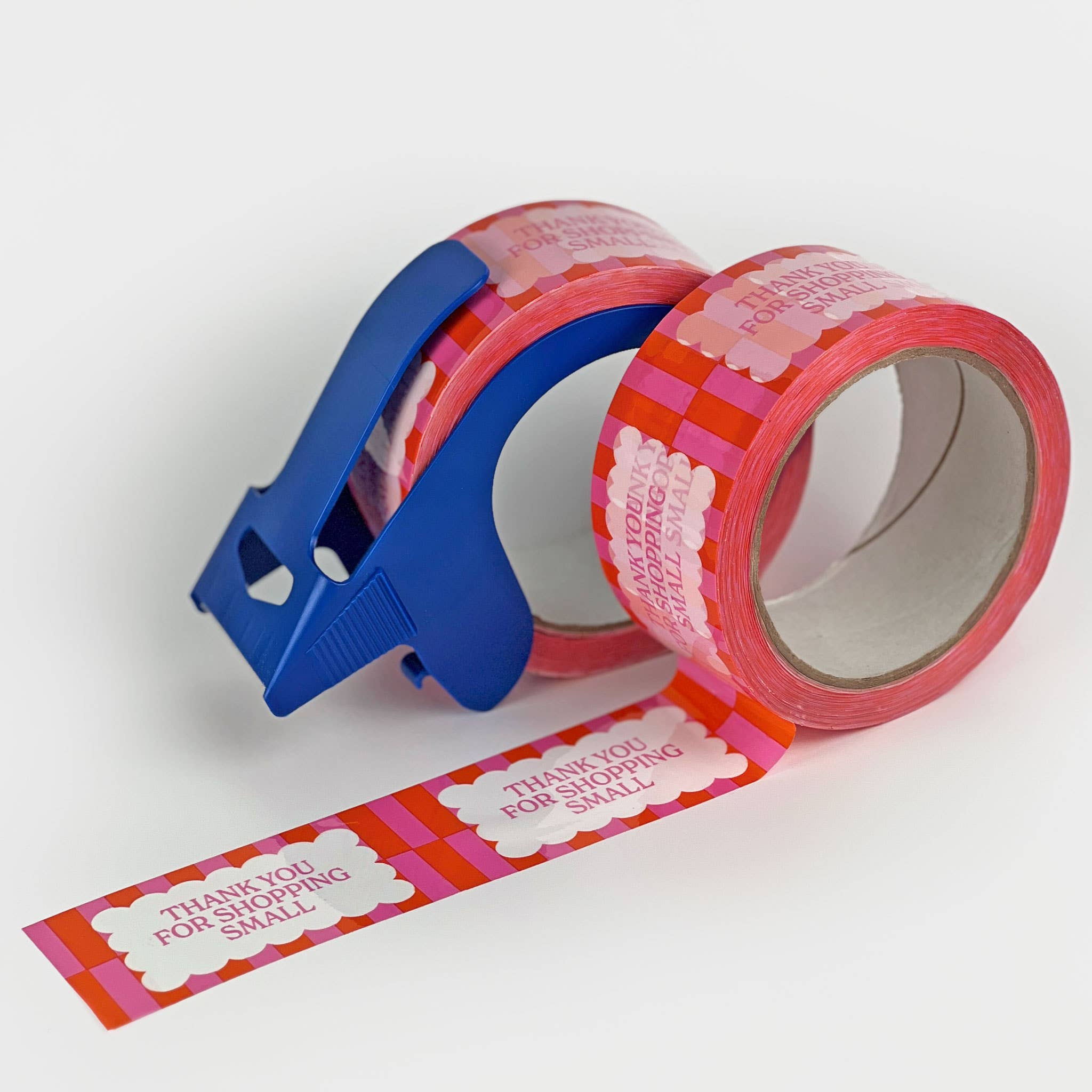 Thank You for Shopping Small Shipping Tape - Pink Orange Cloud (2 Rolls + Dispenser)