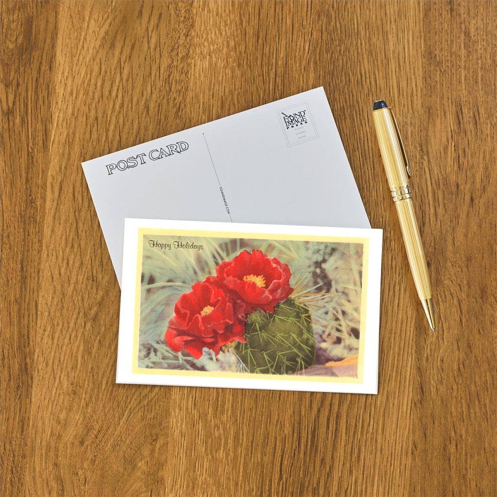 Blooming Cactus Holiday Postcard