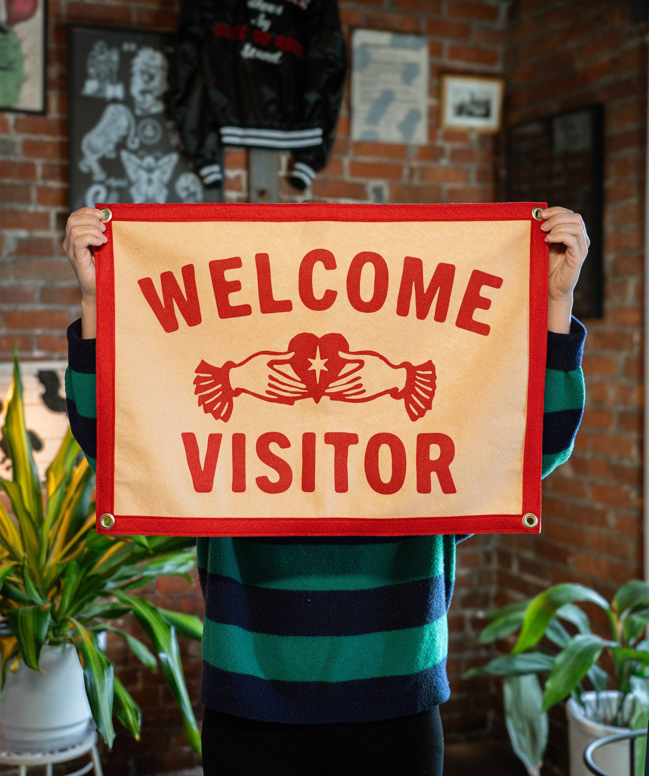 Welcome Visitor Felt Camp Flag