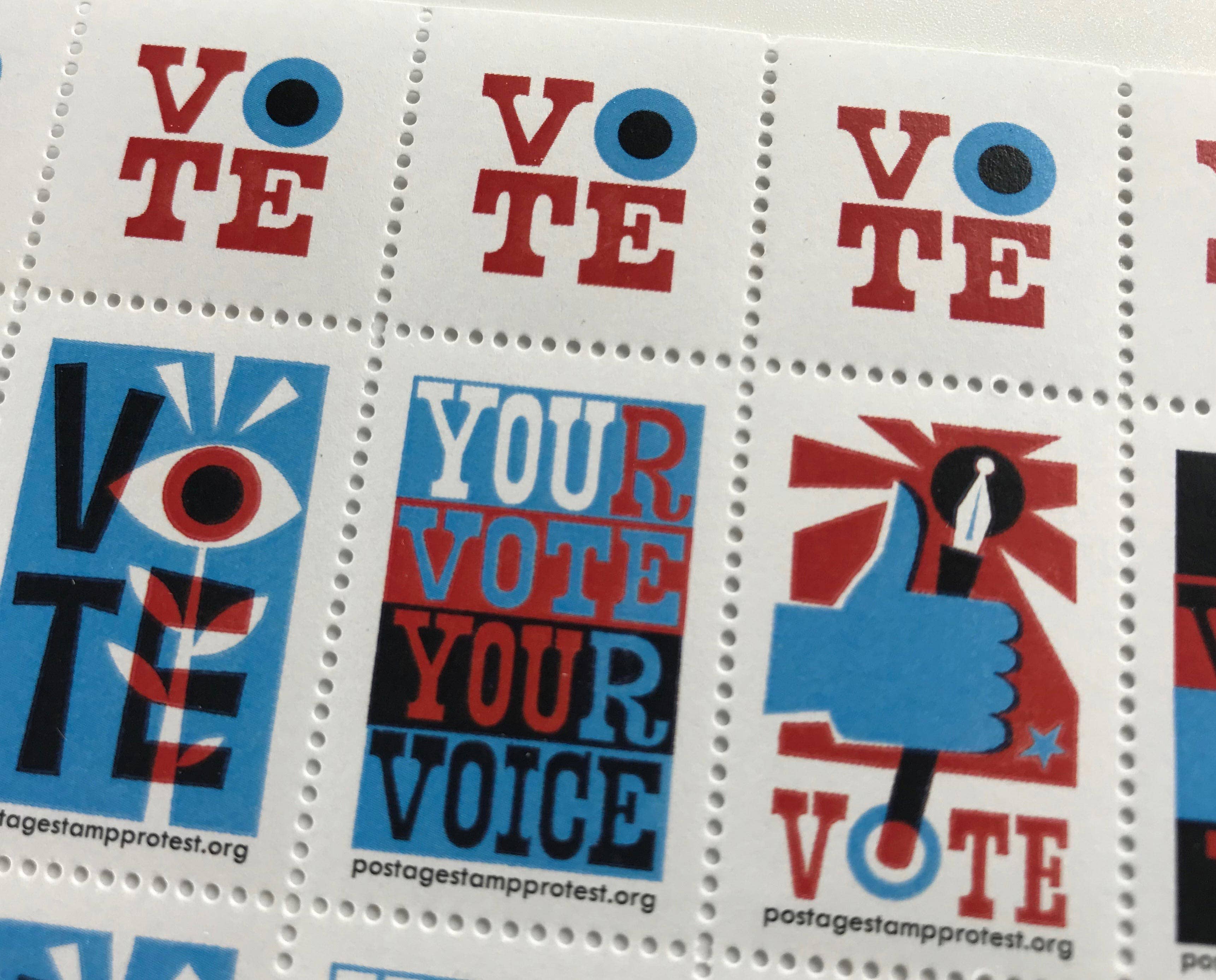 Get Out The Vote stamps by Michael Wertz