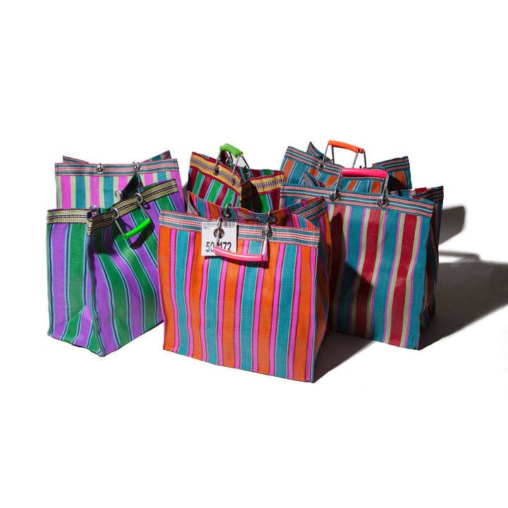 Square Recycled Plastic Stripe Bag