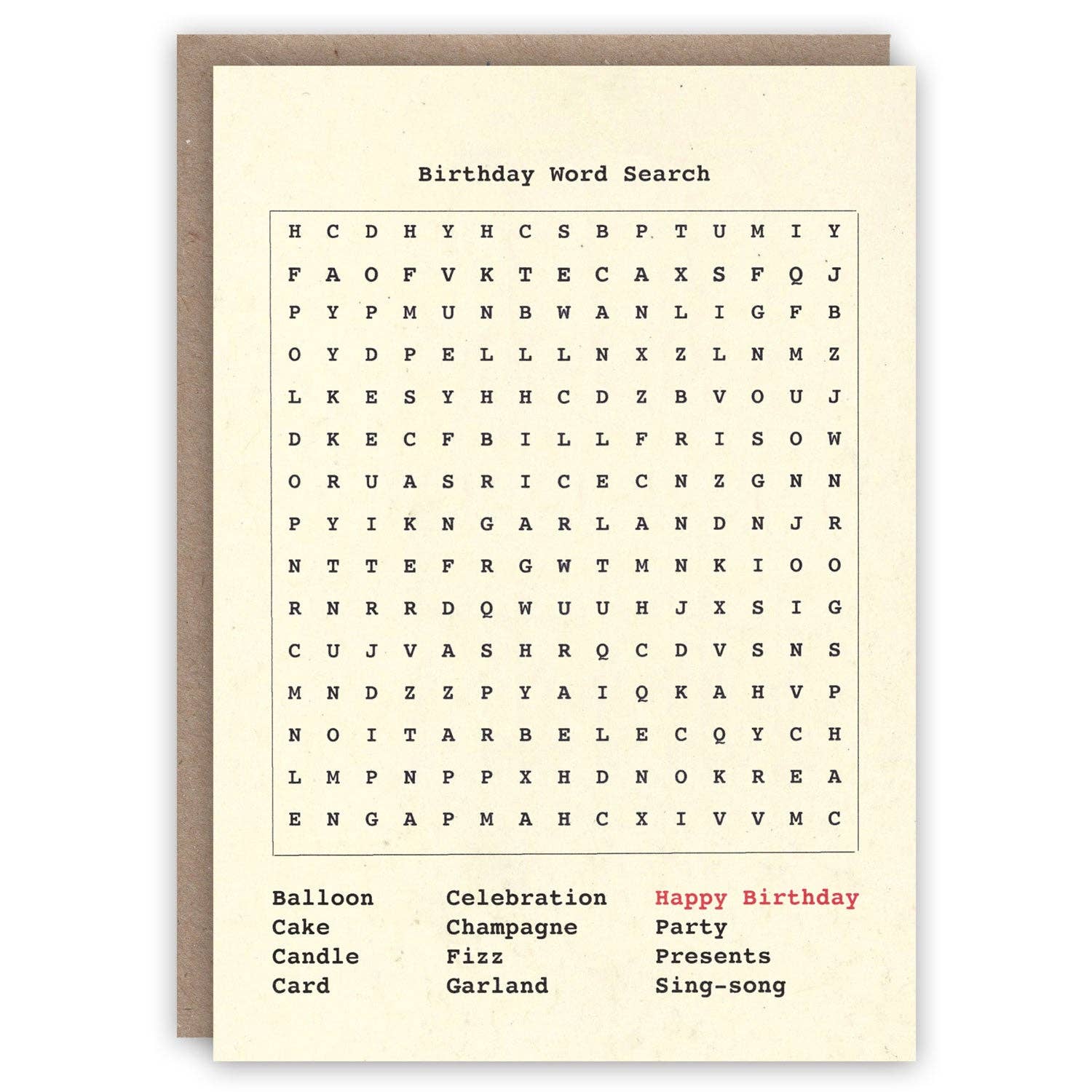 Birthday Word Search