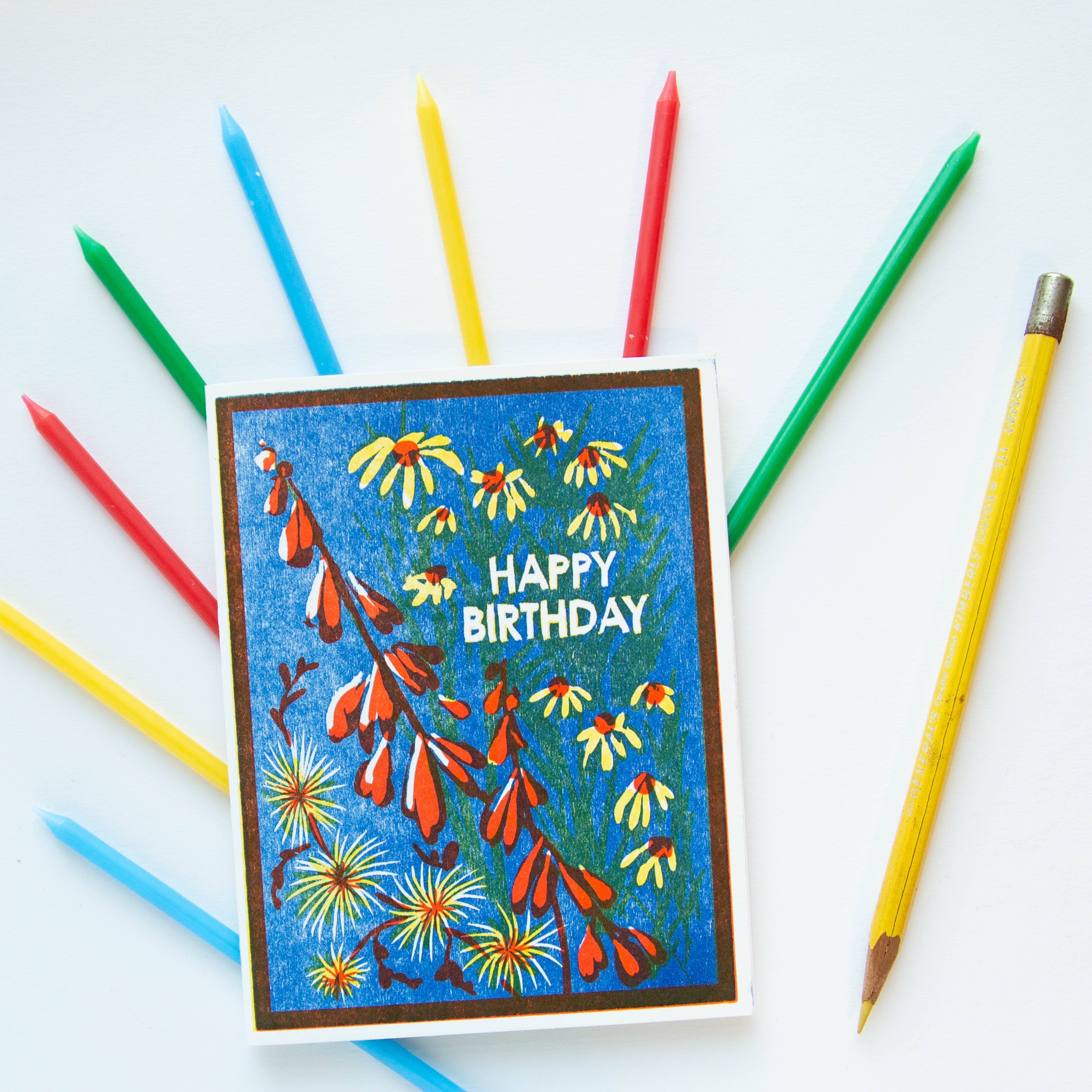 Happy Birthday Wildflowers Letterpress Card