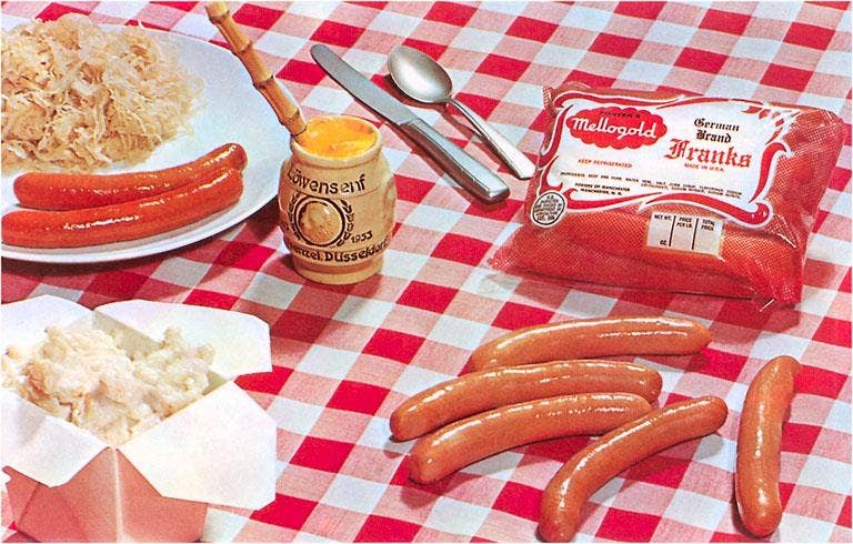 Wieners and Sauerkraut Postcard