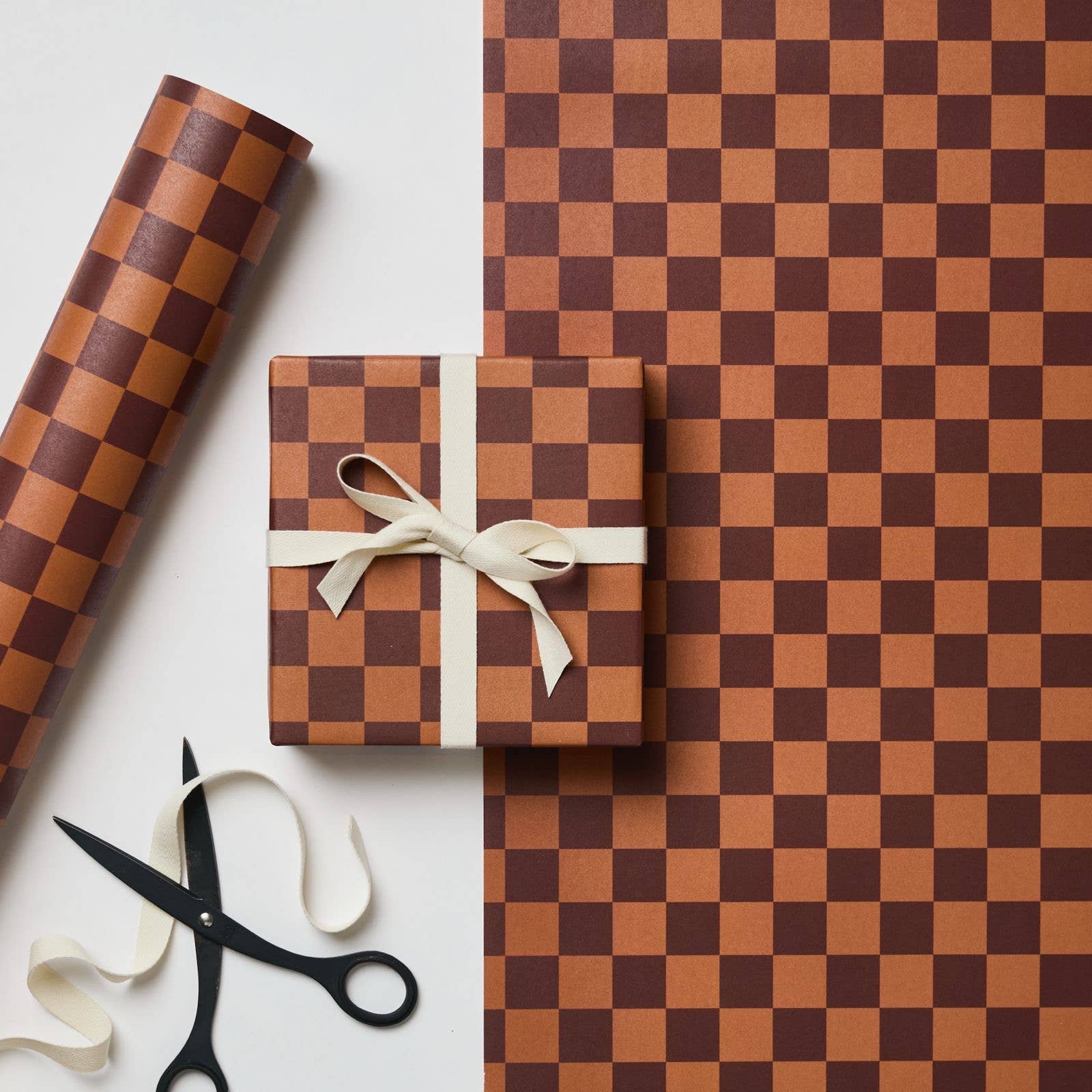 Cinnamon/ Dark Brown Checkerboard