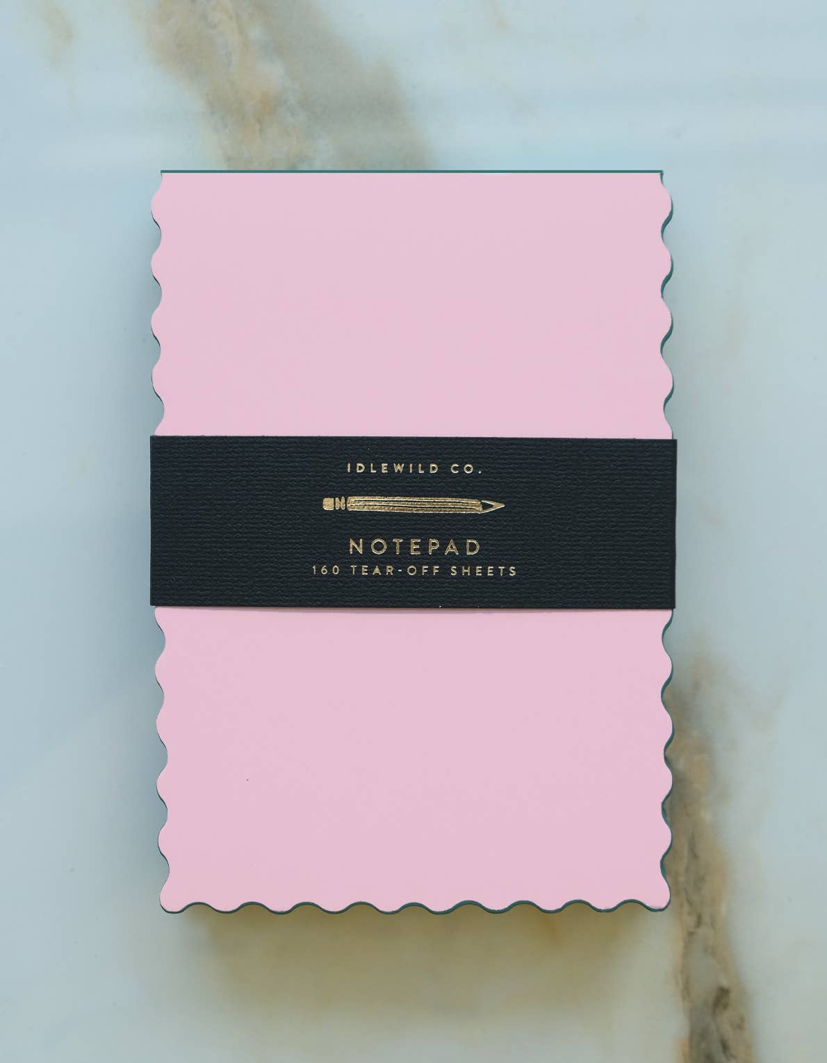 Mini Wave Shaped Notepad / Pink + Evergreen Edge