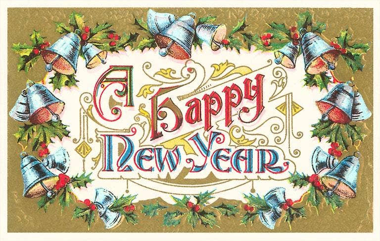 Victorian Happy New Year Postcard