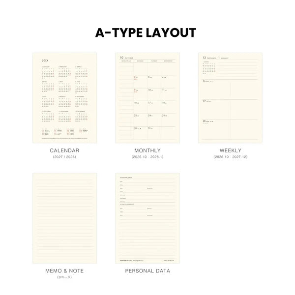 Hightide 2027 Weekly Diary / Poche A6 Block / Mint