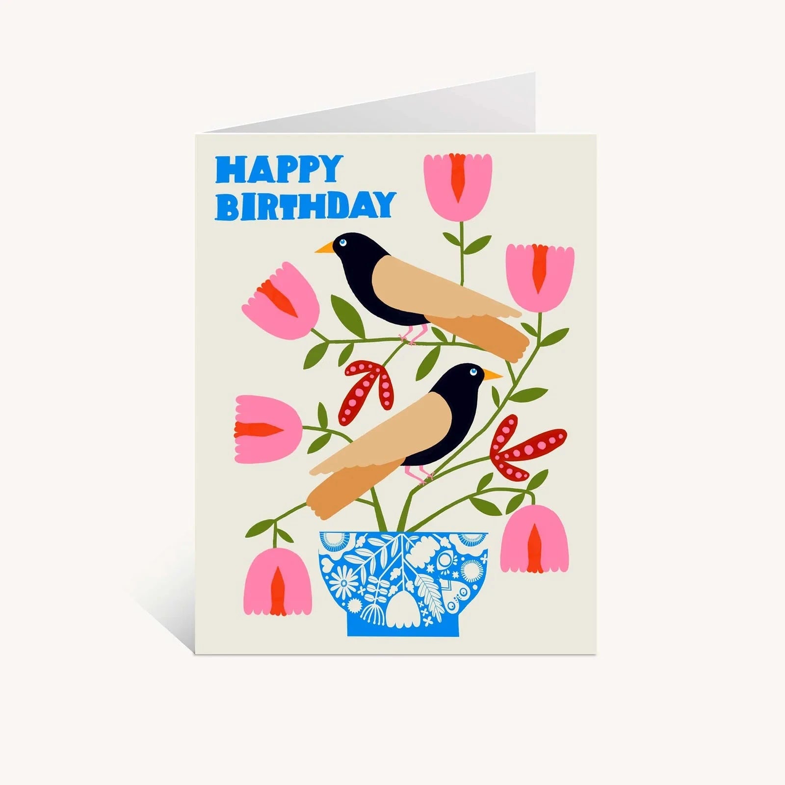 Happy Birthday Nordic Birds Greeting Card