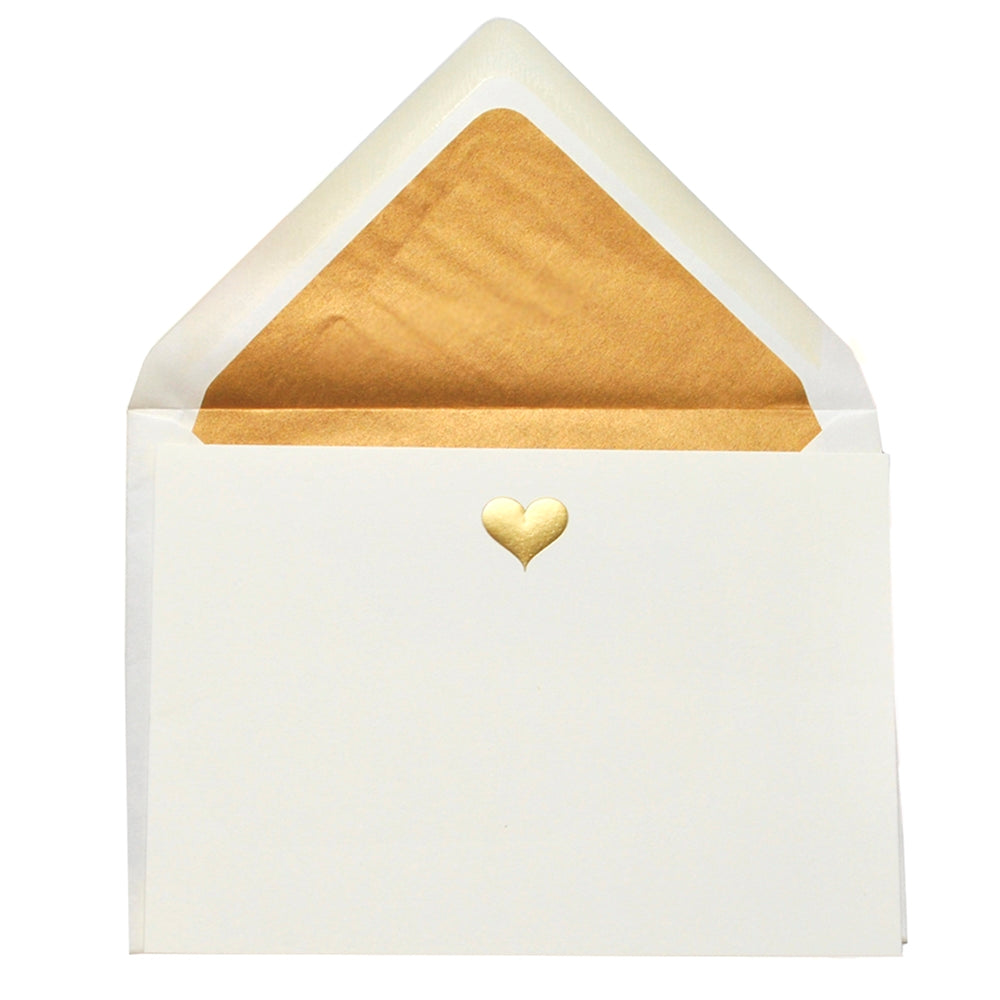 Crown Mill First Gold Embossed Note Card / Heart