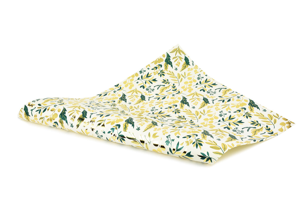 Leafage Cream Gold Foil Gift Wrap Sheet