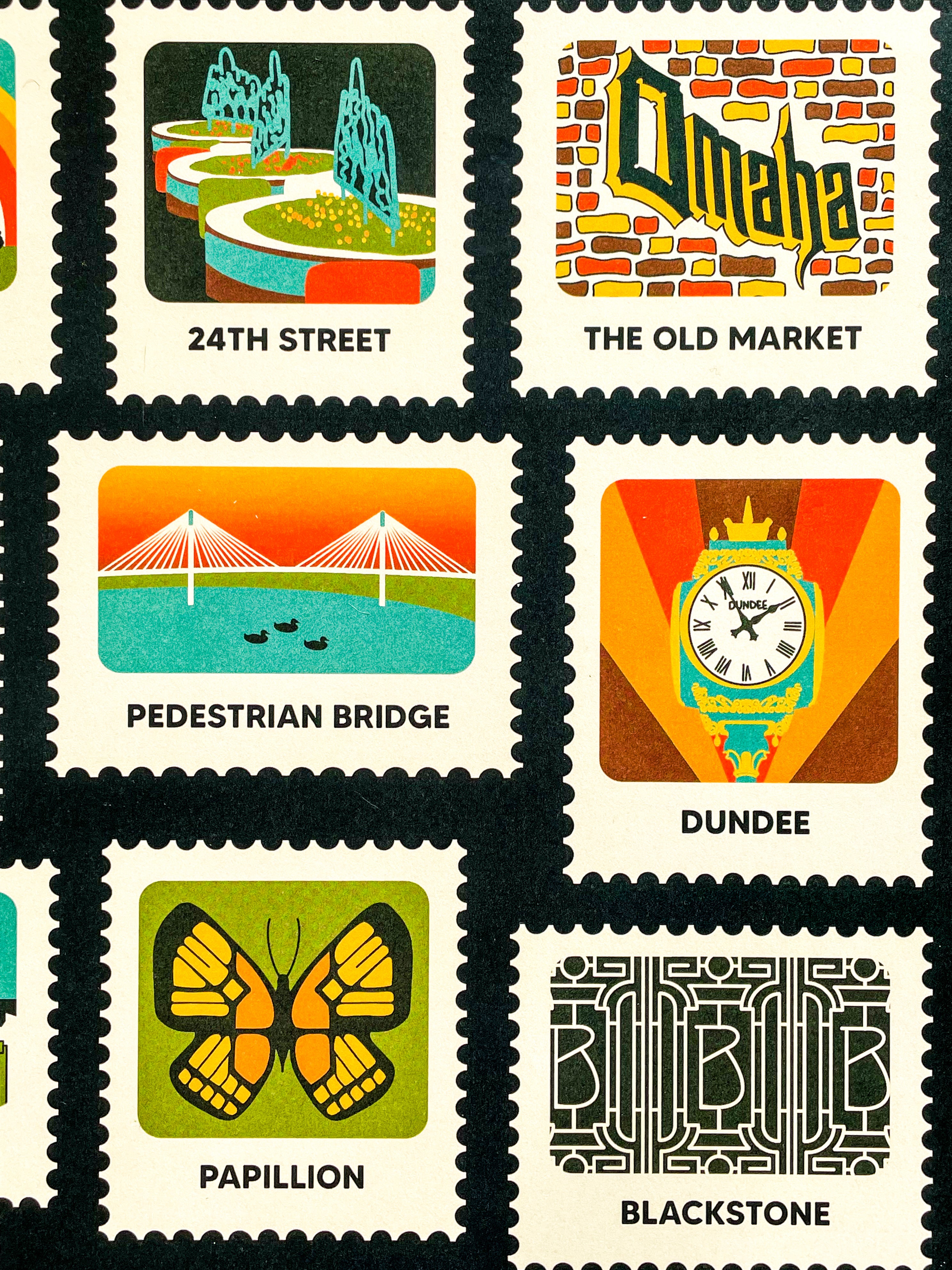 Omaha Neighborhood Stamps Print