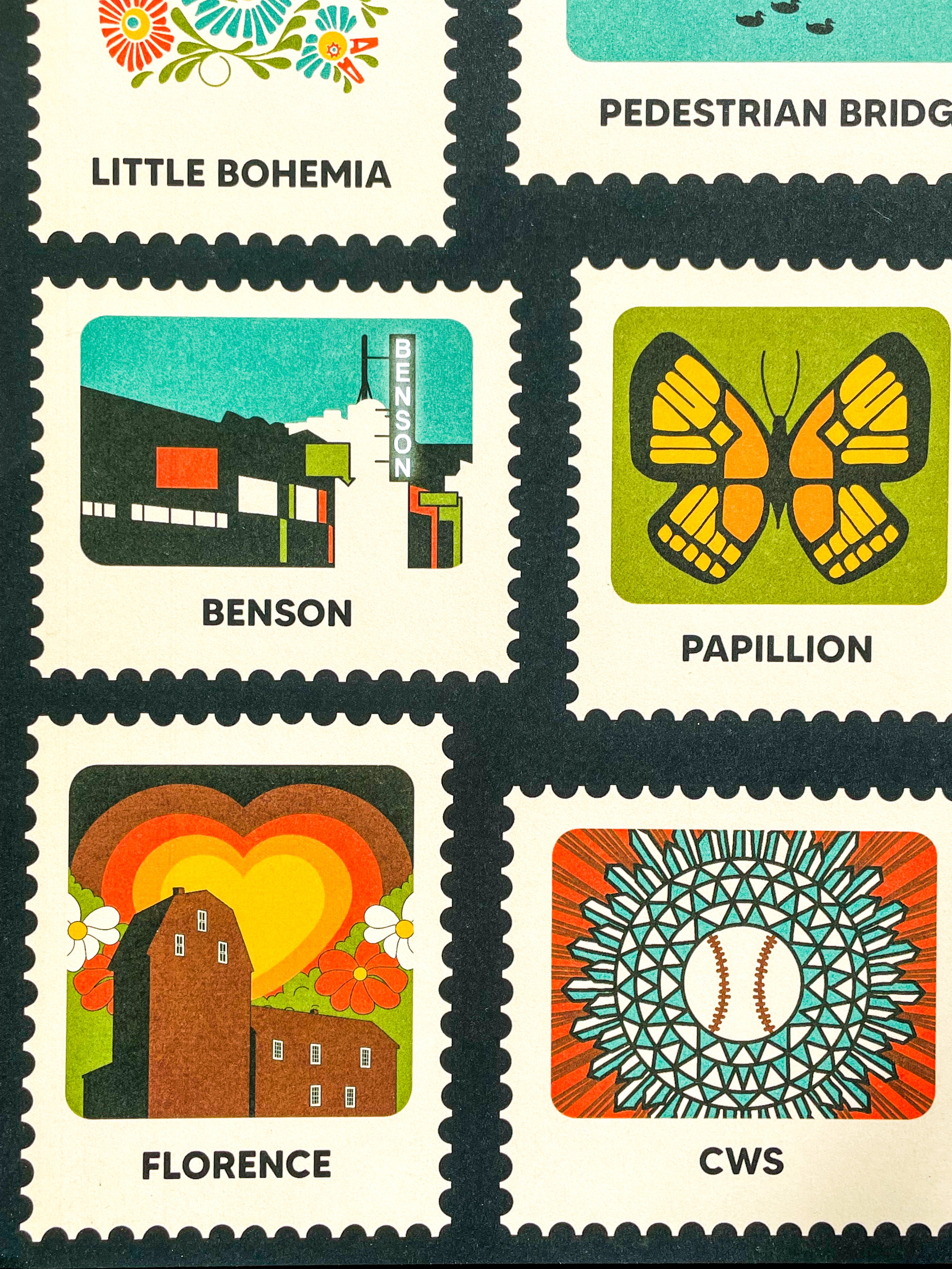 Omaha Neighborhood Stamps Print