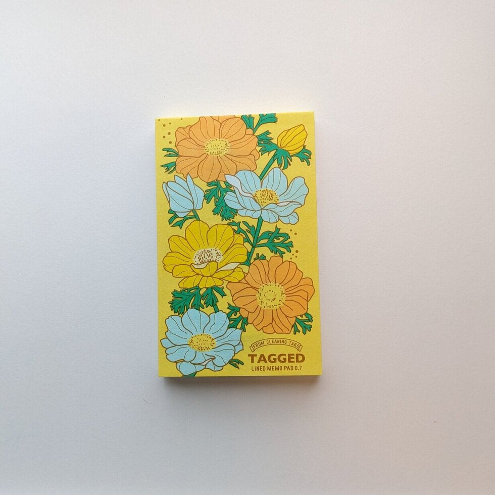 Small Waterproof Memo Pad / Yellow Flowers