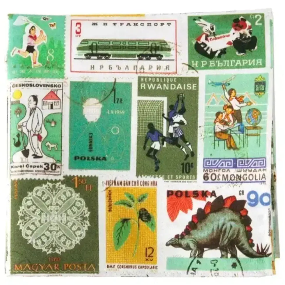 Kitte Green Stamp Handkerchief