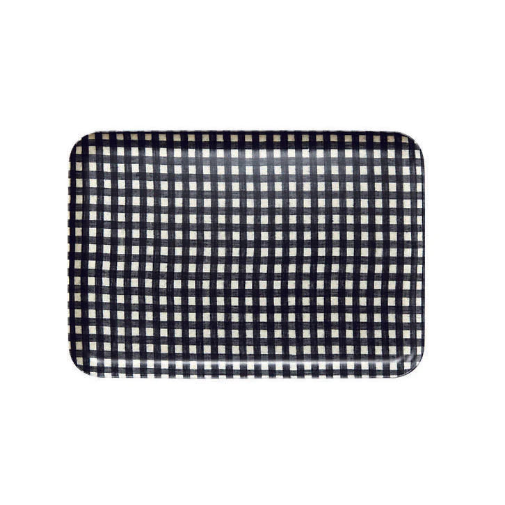 Large Linen Tray / Navy and White Check