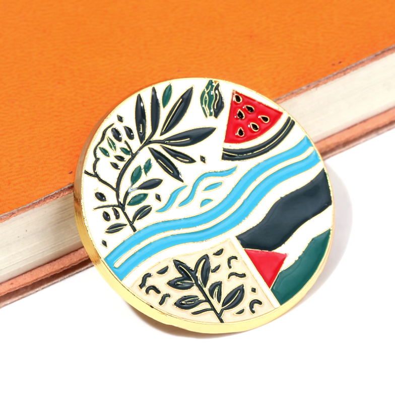 Free Palestine Hard Enamel Pin / Olive Trees and Watermelon