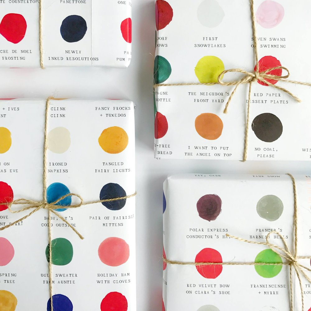 Holiday Color Palette Gift Wrap / Roll of 3 Sheets