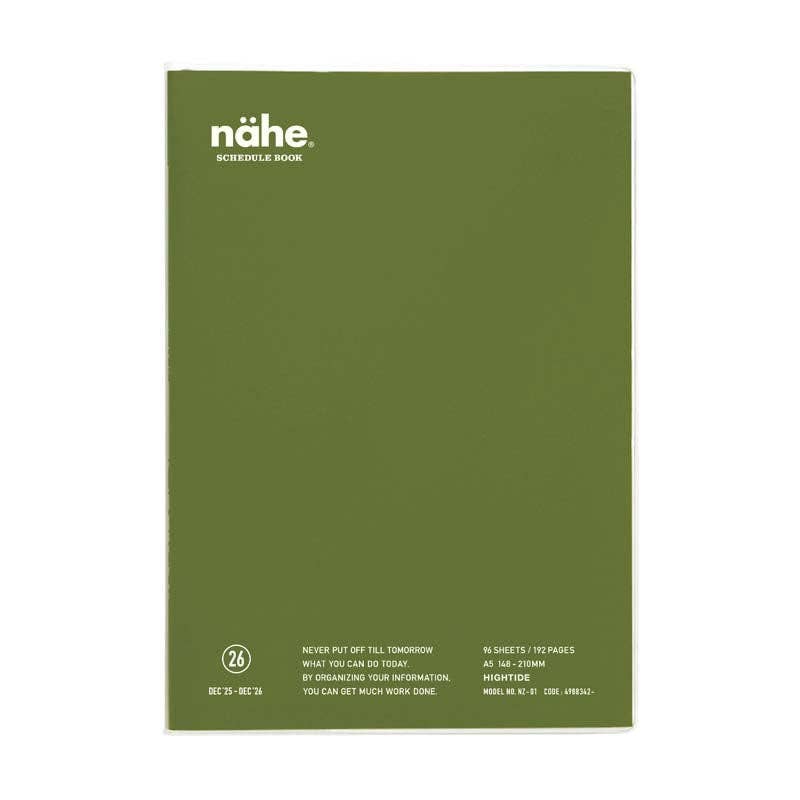 2026 Weekly Planner Nahe A5 Vertical / Khaki