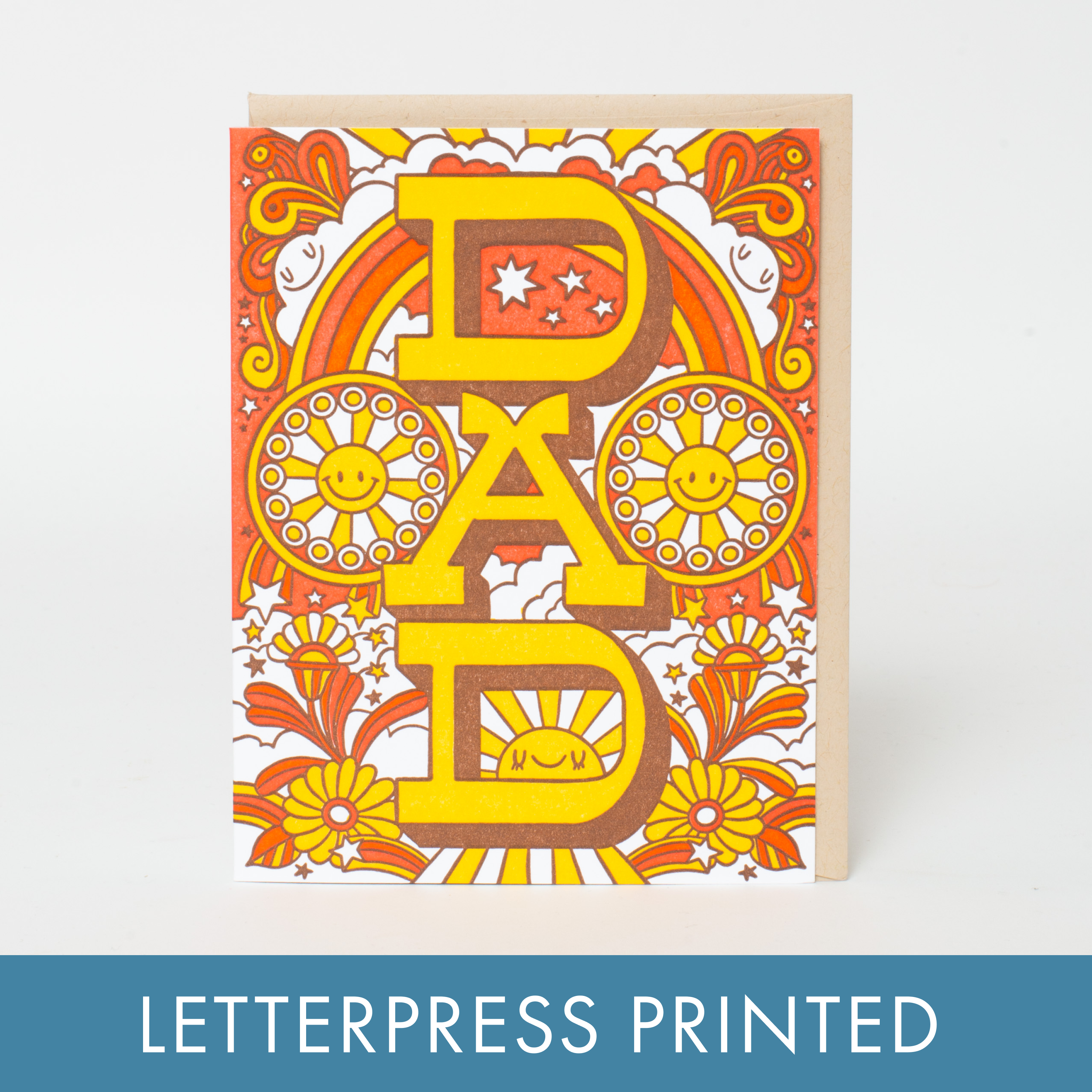 Groovy Father's Day Letterpress Greeting Card