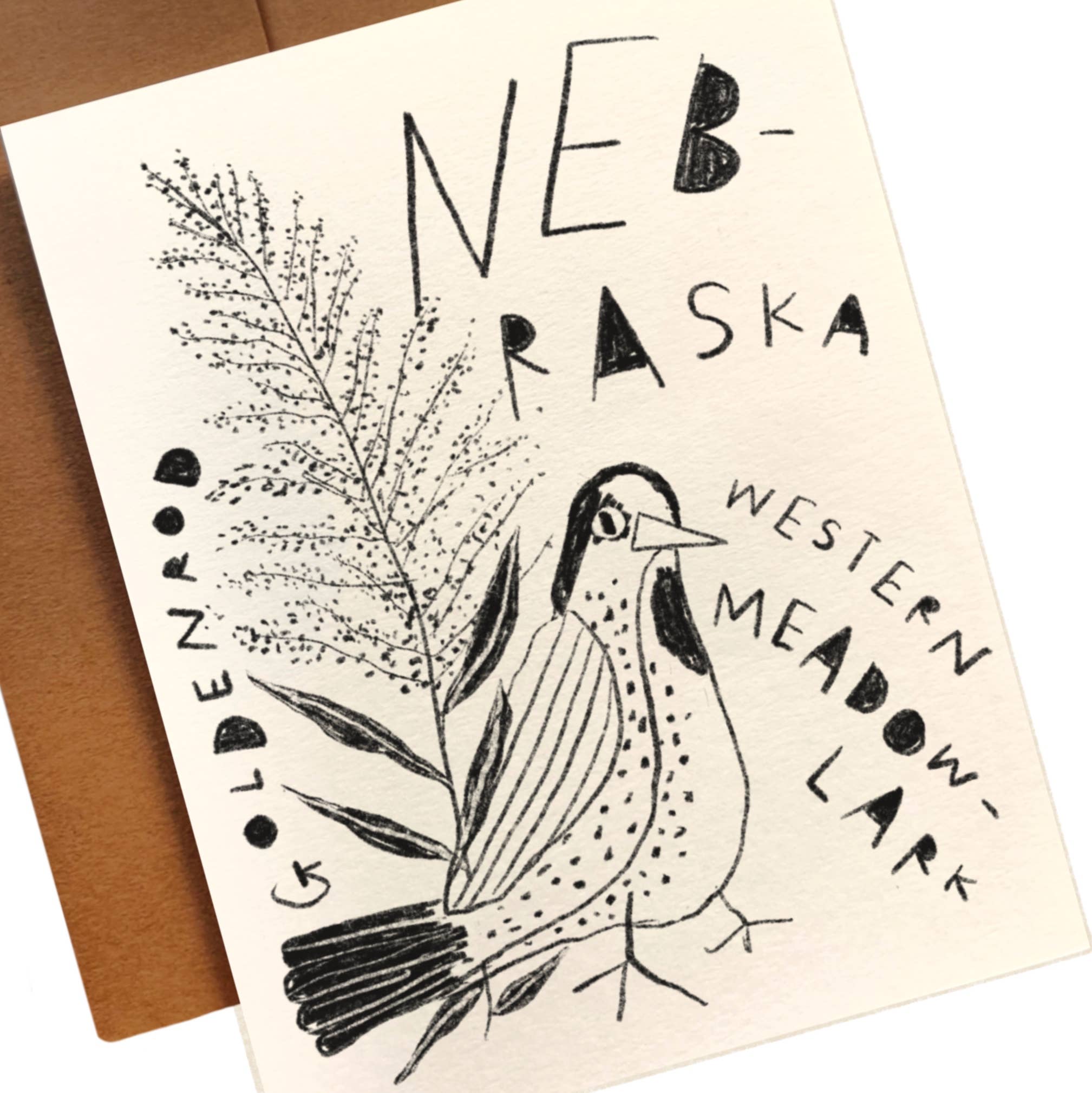 Nebraska Meadowlark and Goldenrod Card