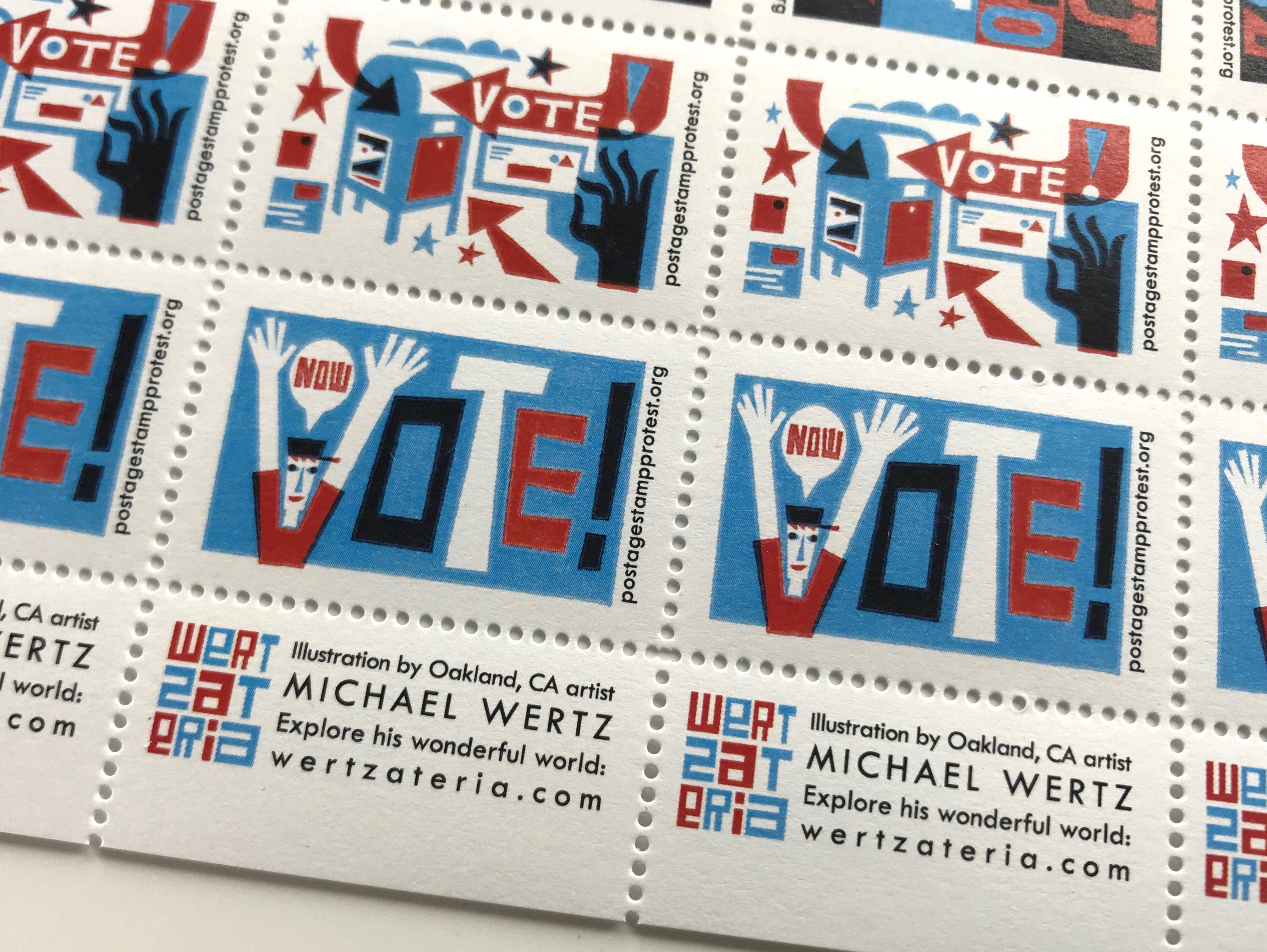 Get Out The Vote stamps by Michael Wertz