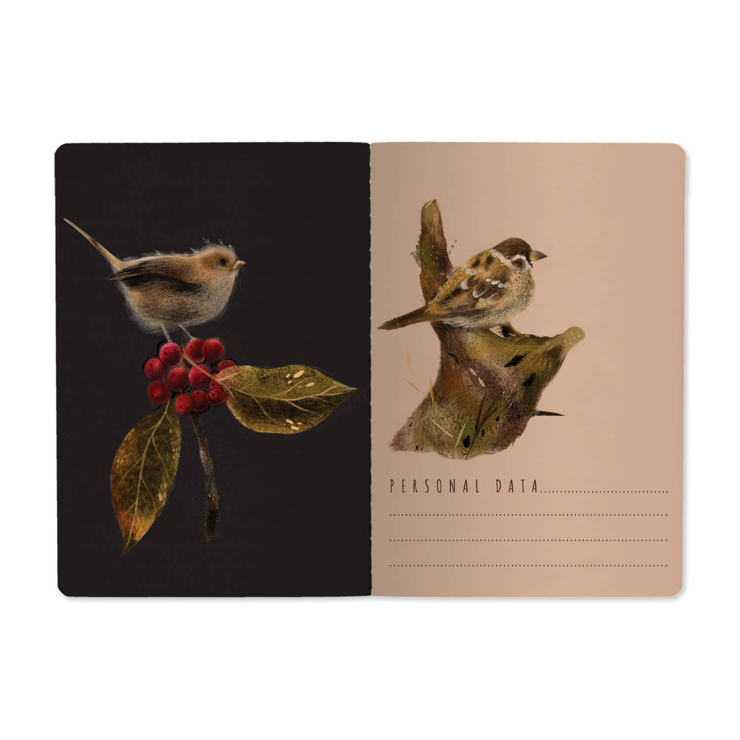 Forest Sparrows A5 Softcover Notebook