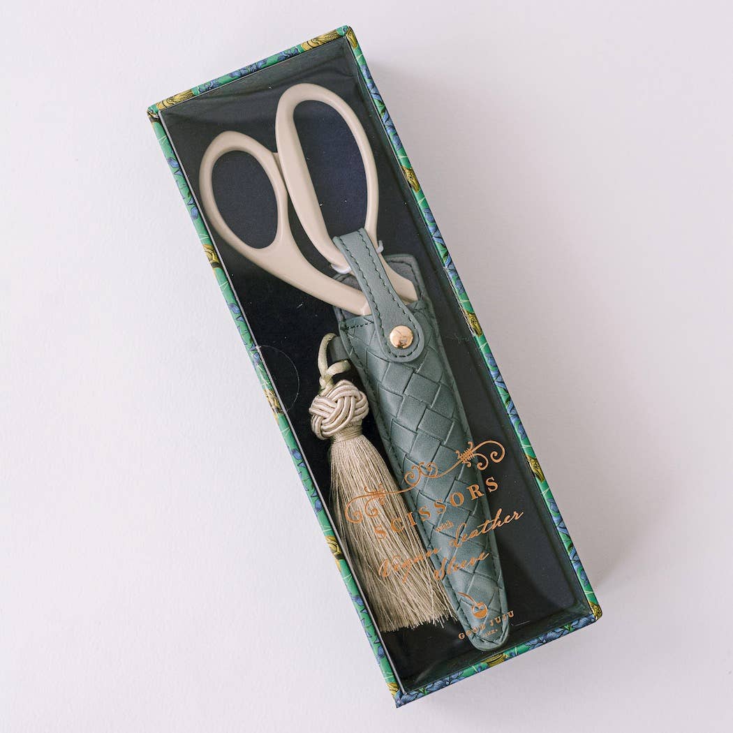 Ivory and Gold Heirloom Scissors with Case -  Dusk Blue