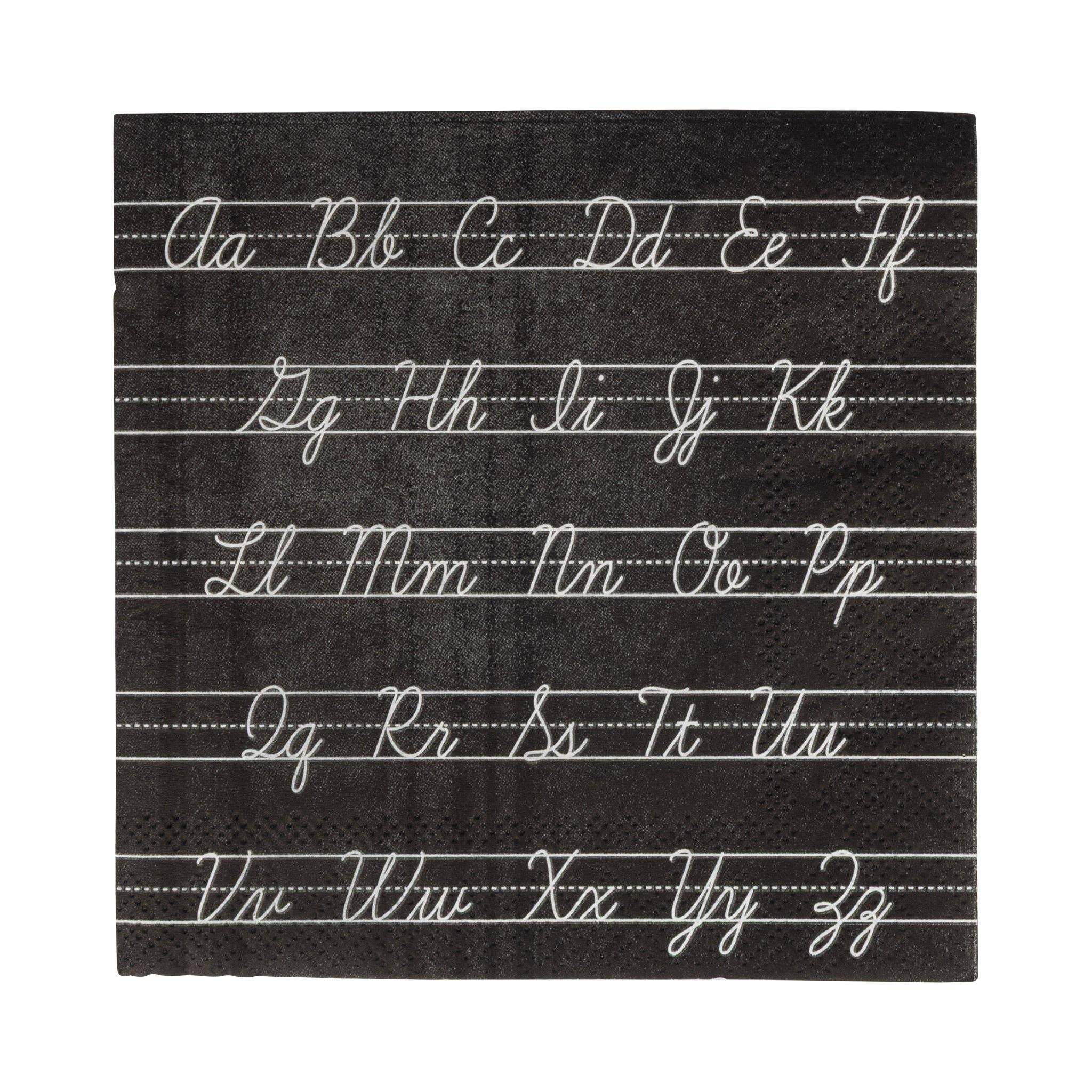 Cursive ABCs Paper Cocktail Napkin