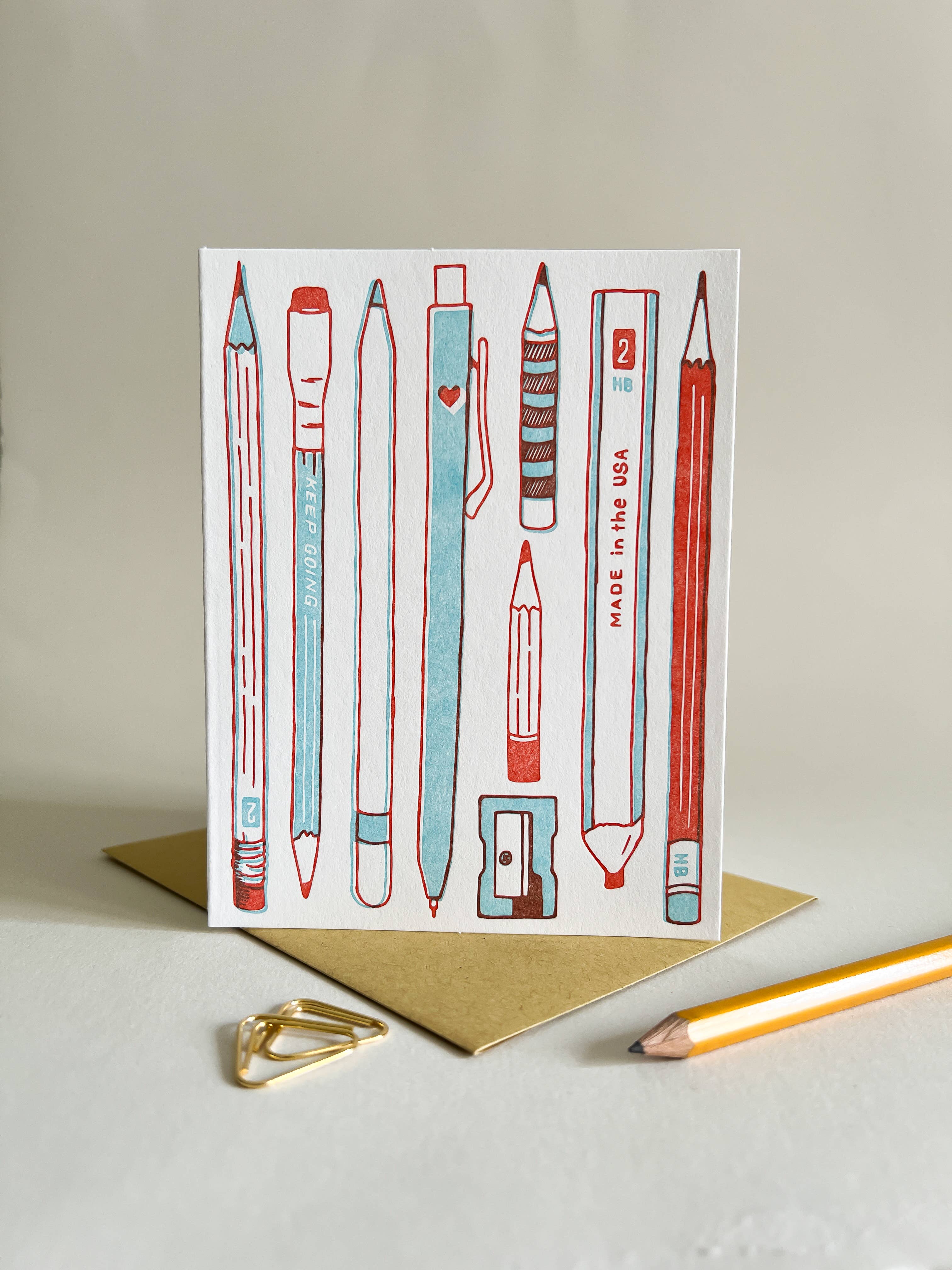Pencil Collection Letterpress Card
