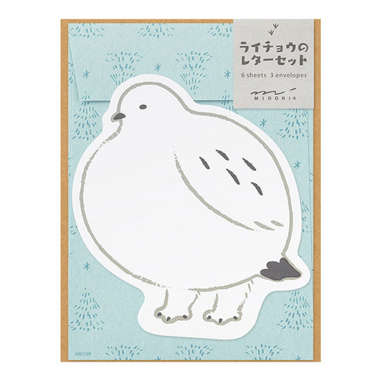 Midori Letter Set Die Cut / Animal Shapes / Ptarmigan