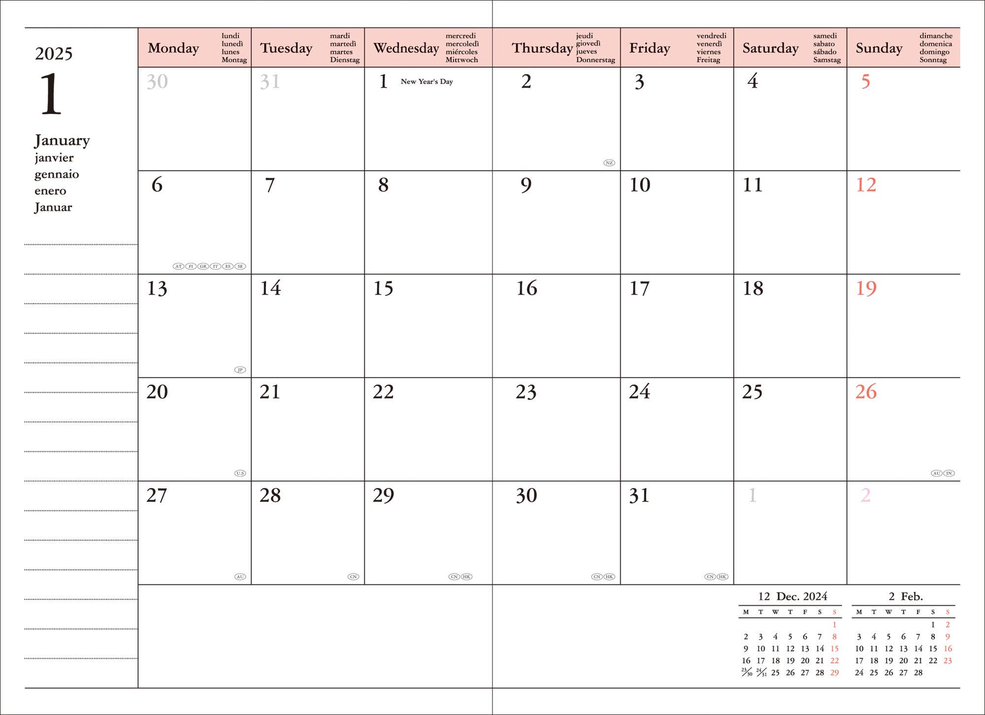 GRADIENT 2025-2026 16 MONTH WEEKLY PLANNER / A5 / Black