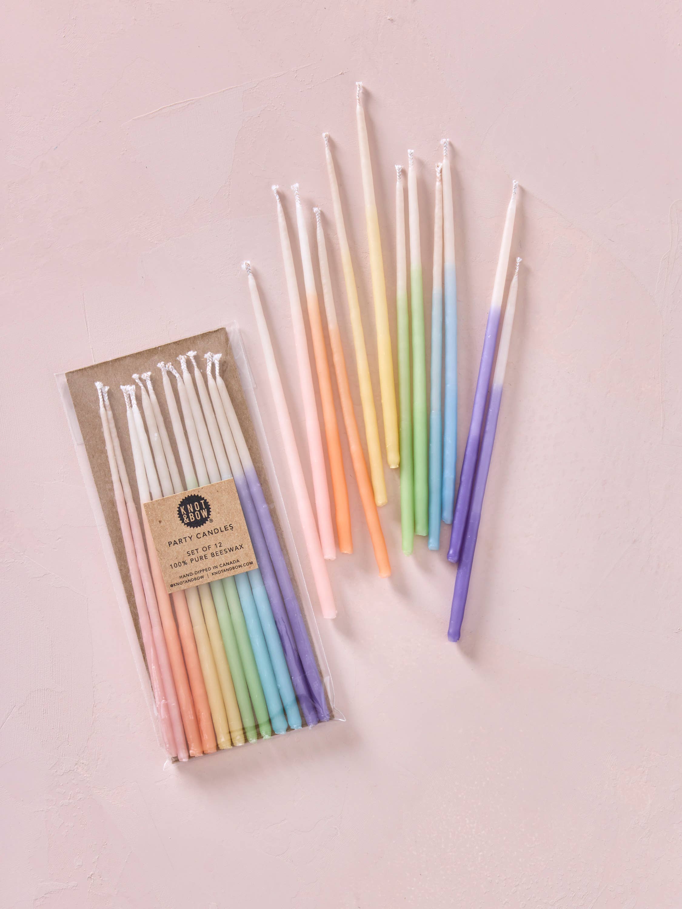 Hand-dipped Beeswax Birthday Candles | Tall Rainbow Ombré