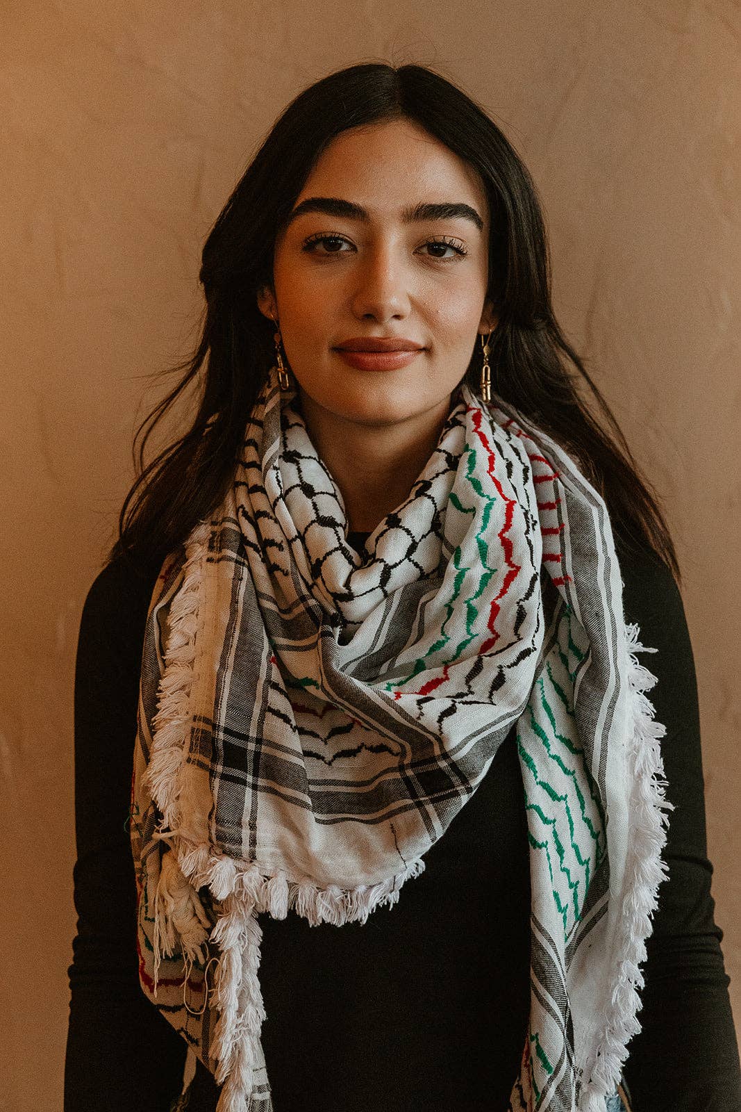 Red, Green and Black Kuffiyeh with Tassels