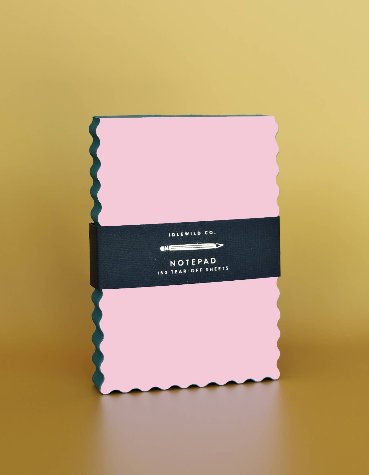 Mini Wave Shaped Notepad / Pink + Evergreen Edge