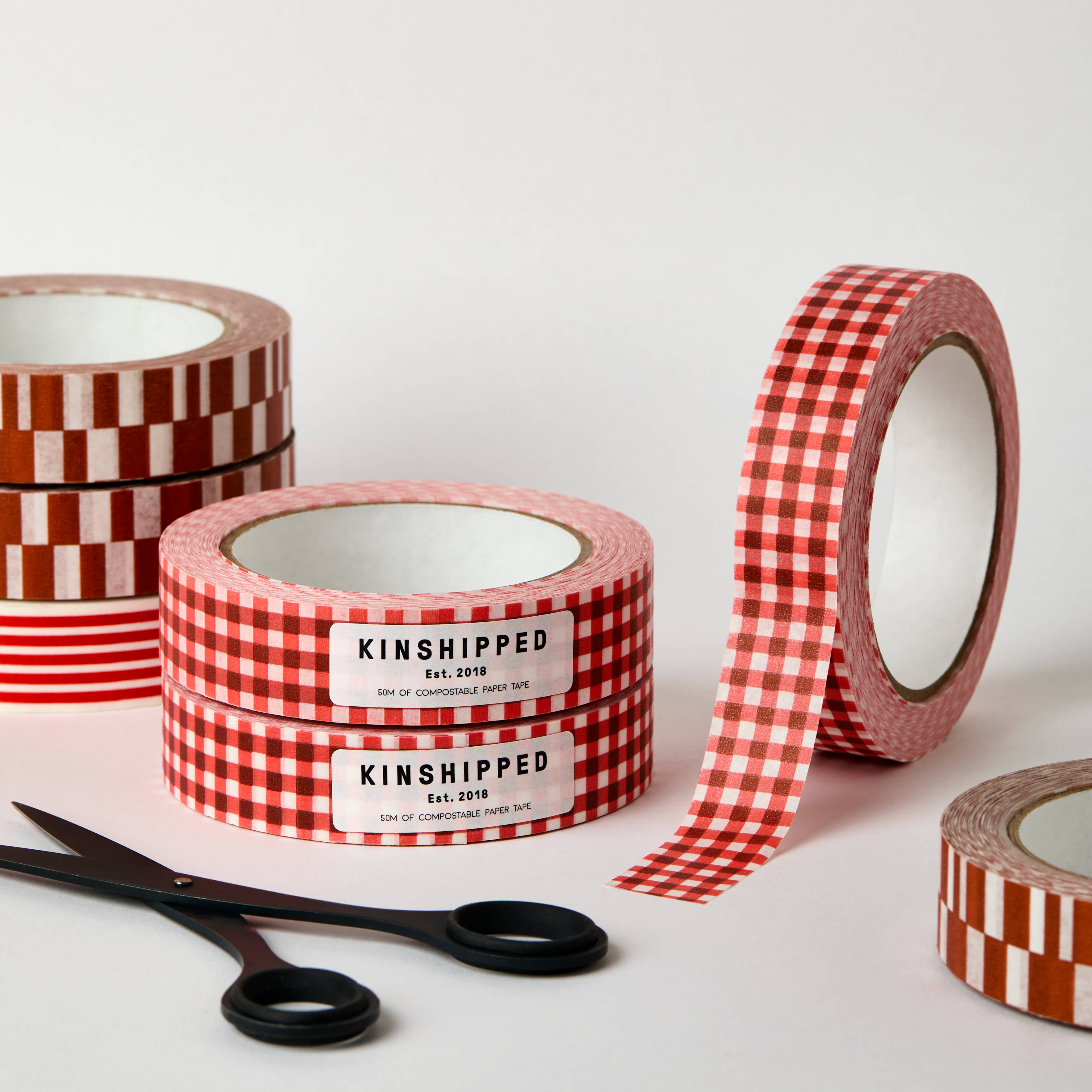 Red Gingham 50m Paper Tape